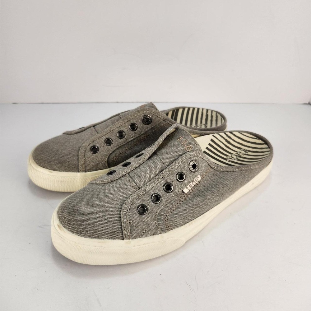 Taos EZ Soul Women's Size 9.5 Gray Wash Canvas Mule Slip On Sneakers Comfort